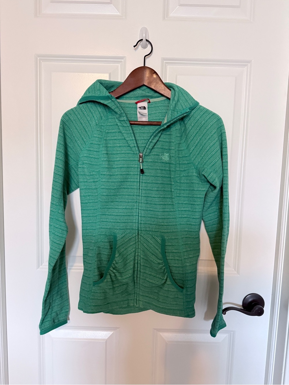 The North Face Teal/Green Zip-Up Hooded Sweatshirt - Women S